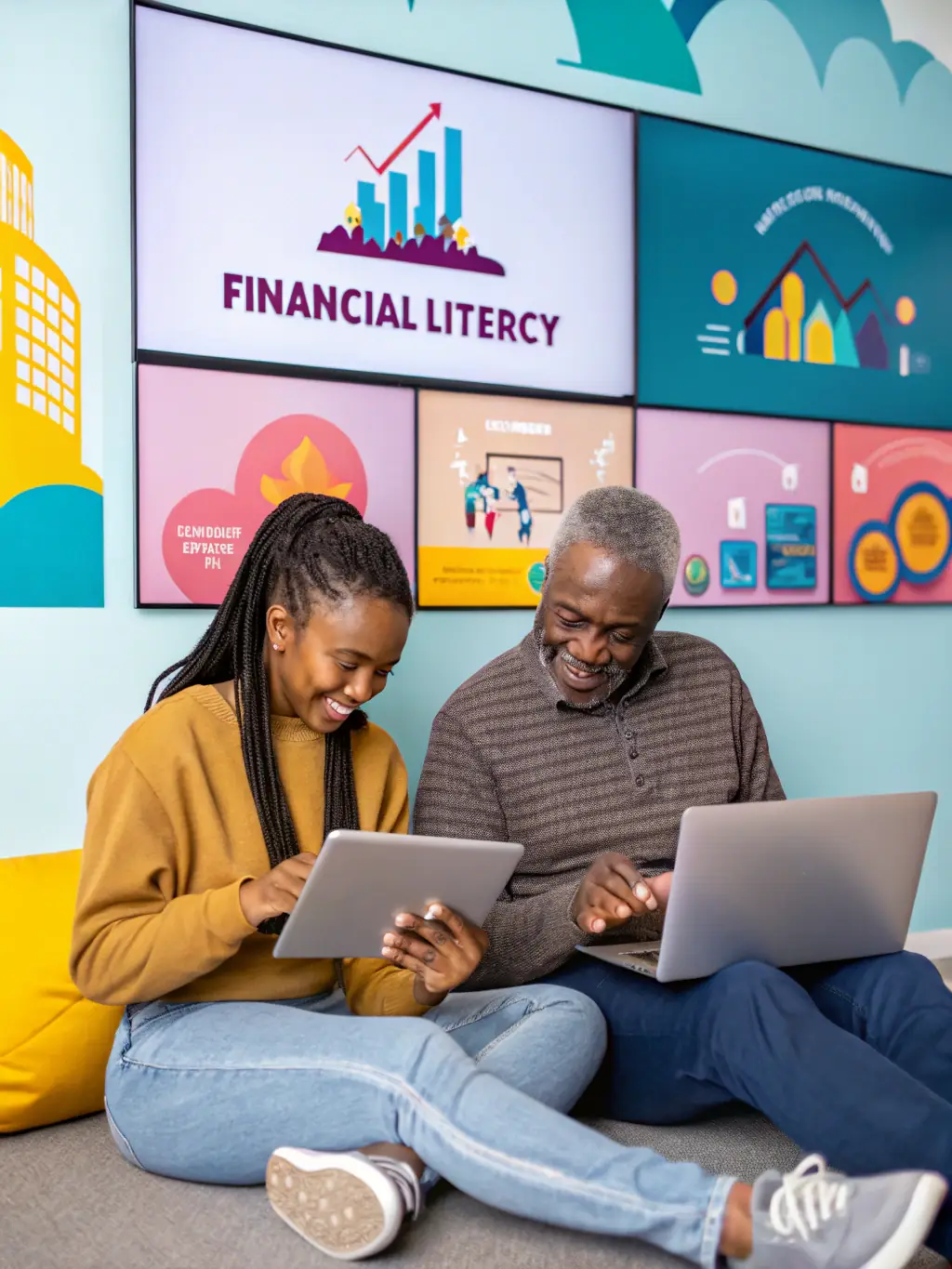 A modern and clean design of Cloudleap's financial literacy course platform, showing a course selection screen with topics relevant to young professionals in South Africa, used in the Cloudleap Tools section.