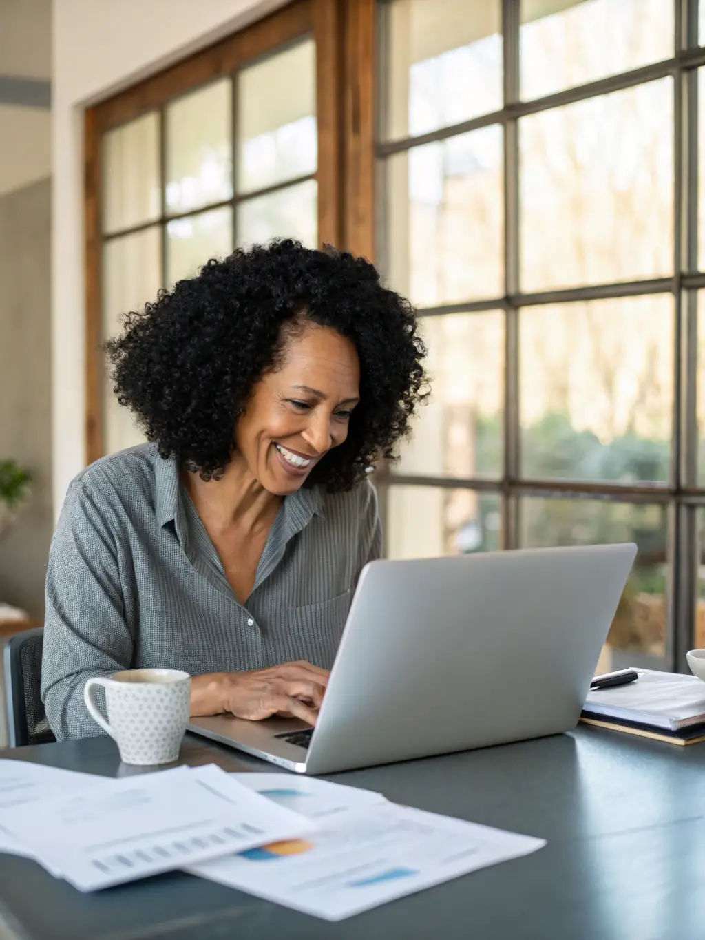 A young professional celebrating a financial milestone, such as paying off debt or making a successful investment, showcasing the tangible results of the program.